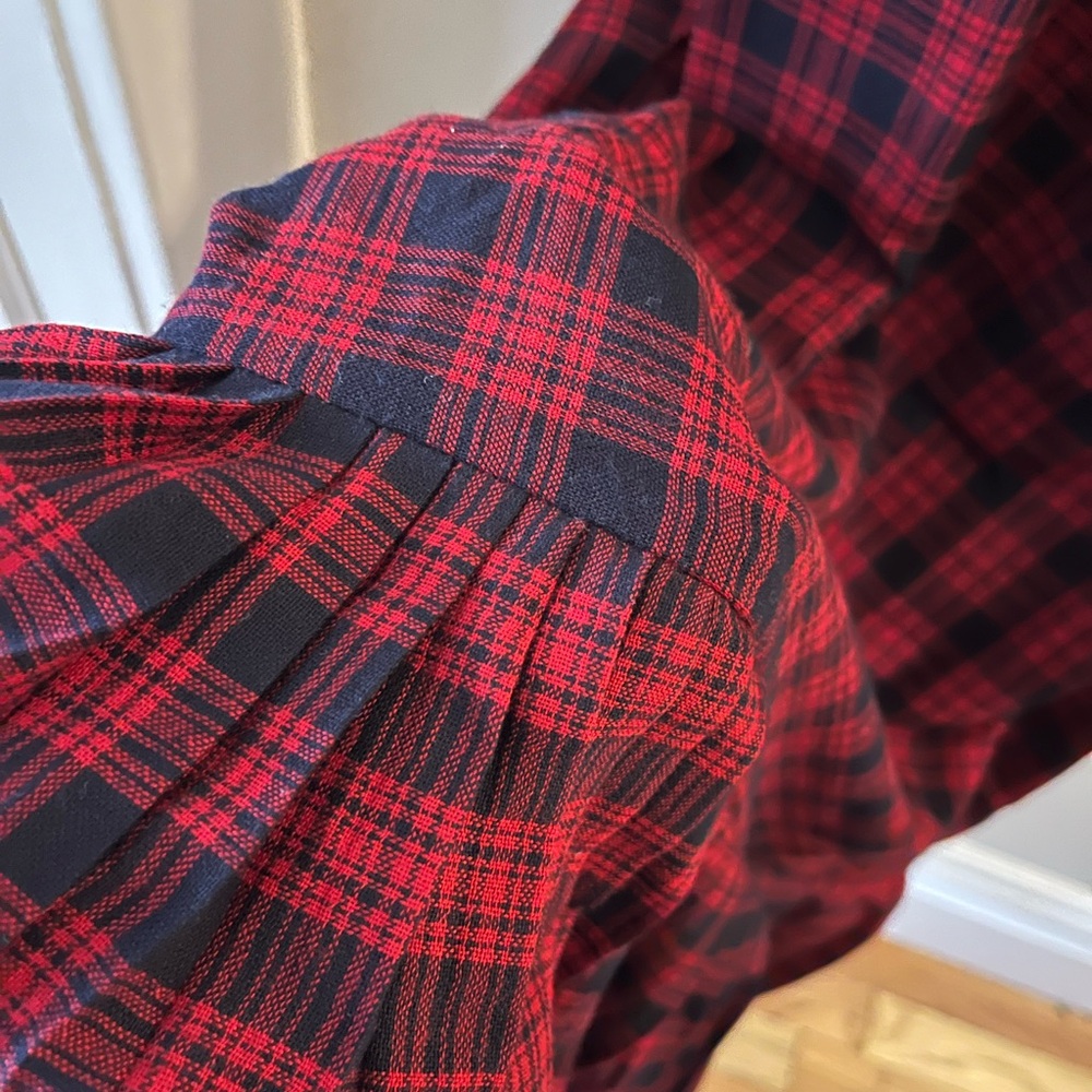 Urban Outfitters Waldorf Red & Black Plaid Pleated Flannel Slip Midi Dress - Picture 5 of 7
